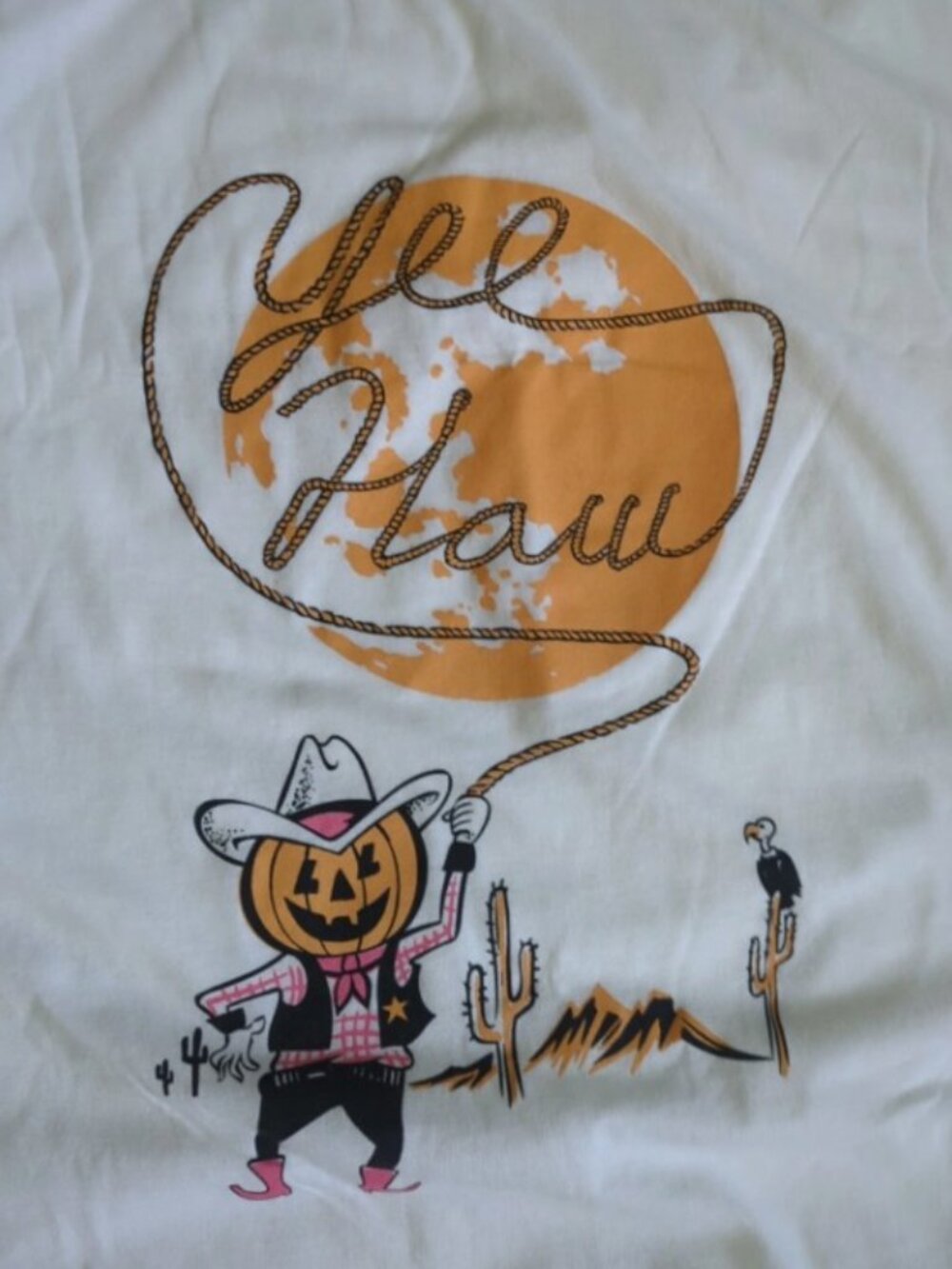 Future Monsters Yee Haw Halloween Pumpkin Cowboy Shirt White Summerween Goth